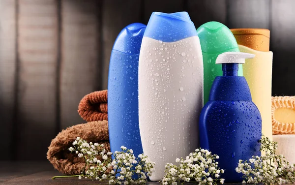 Botellas Plástico Para Cuidado Corporal Productos Belleza —  Fotos de Stock