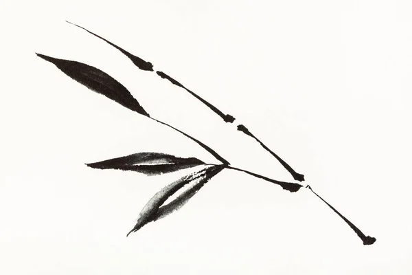 Disegno Formazione Stile Sumi Suibokuga Con Vernici Acquerello Ramo Bambù — Foto Stock