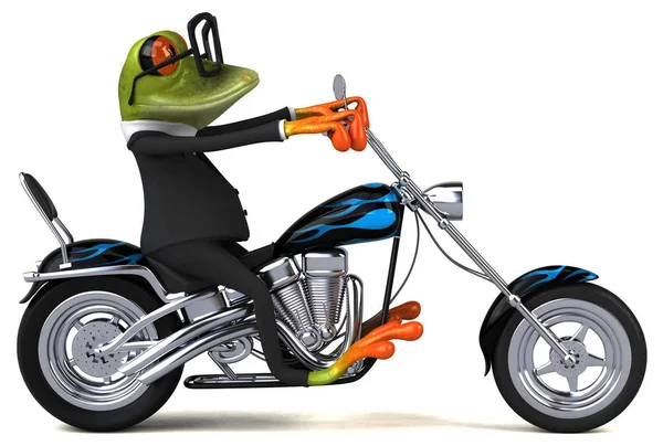 Rolig Groda Motorcykel Illustration — Stockfoto