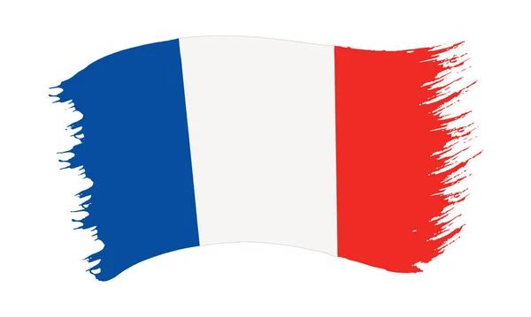 Ilustración Vectorial Pincelada Pintada Bandera Nacional Francia Aislada Sobre Fondo — Foto de Stock