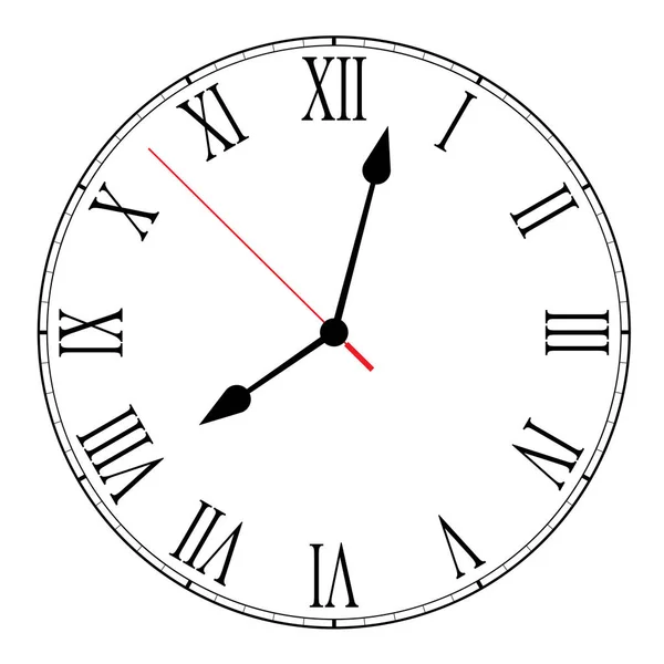 ローマ数字 分と白の背景に隔離された秒針と空白の時計の文字盤のベクトル図 — ストック写真