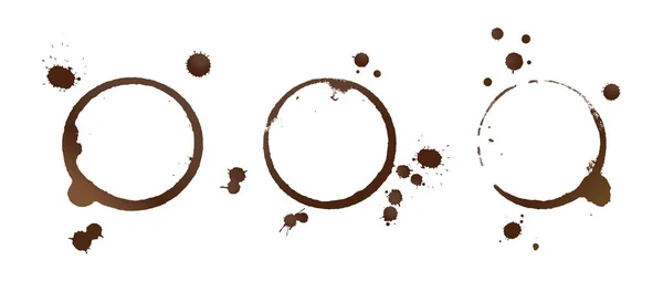 Векторная Иллюстрация Коричневой Чашки Кофе Кружки Пятна Колец Капель Изолированы — стоковое фото