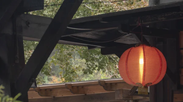 Die Chinesischen Roten Laternen Für Das Holz — Stockfoto