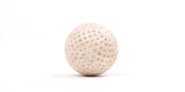 Närbild Golfboll Isolerad Vitt — Stockfoto