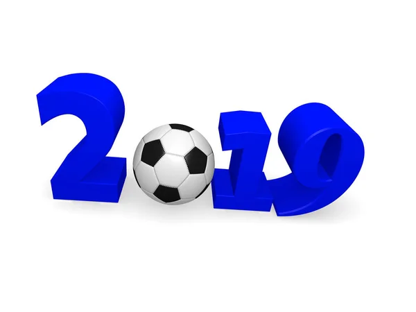 Renderização Uma Bola Futebol Com Número 2019 — Fotografia de Stock
