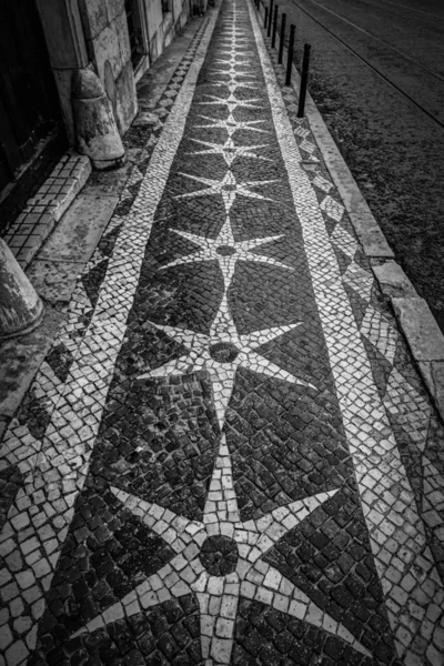 Τυπικό Πέτρινο Δάπεδο Λισαβόνα Λεπτομέρεια Ενός Τυπικού Ορόφου Σχήματα Και — Φωτογραφία Αρχείου