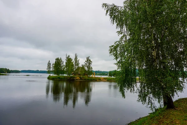 Daugava Floden Nära Koknese Med Bastu Daugava Älv Landskap Med — Stockfoto