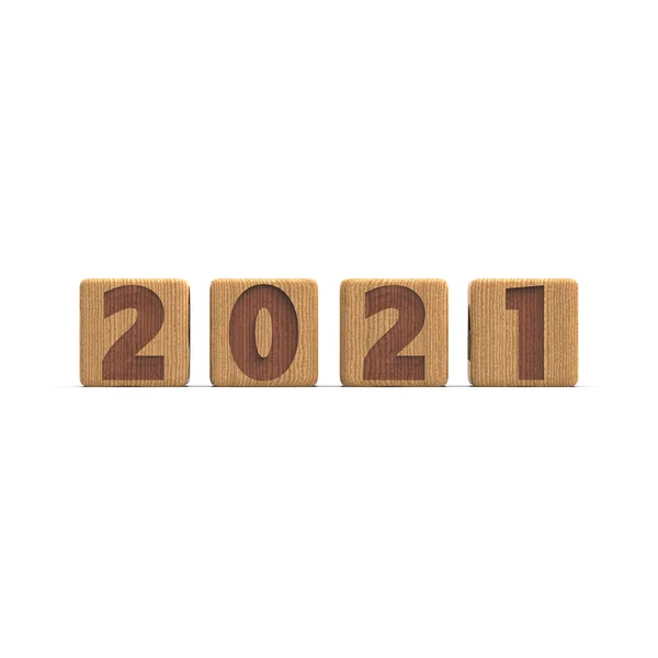Het Jaar 2021 Tekenen Zuiver Witte Achtergrond — Stockfoto