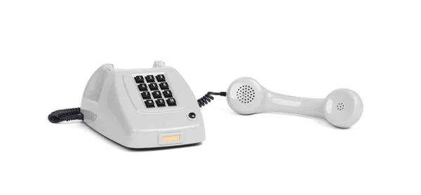 Telefone Cinza Vintage Com Fundo Branco — Fotografia de Stock