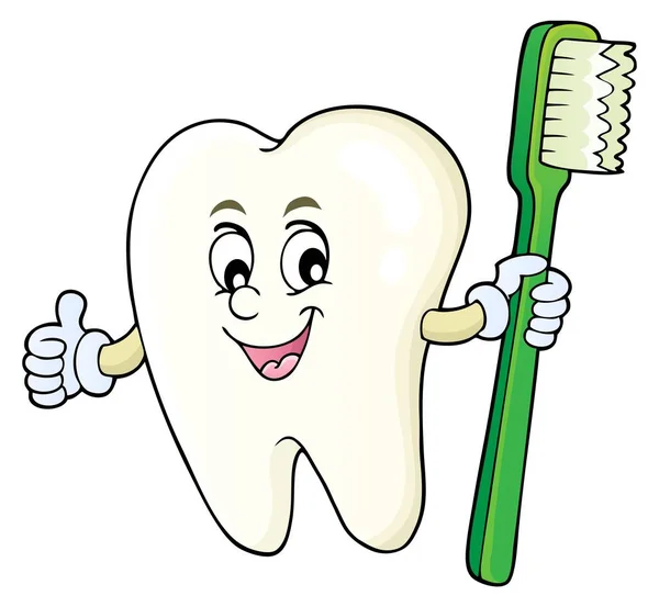 Tooth Holding Toothbrush Theme Image Picture Illustration — Stock Photo, Image