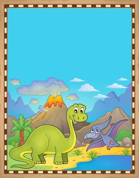 Dinosaur Theme Parchment Picture Illustration — Stock Photo, Image