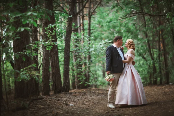 Novia Novio Besándose Bosque Verano — Foto de Stock