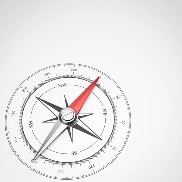 Magnetic Compass Red Needle Copyspace White Background Illustration — Stock Photo, Image