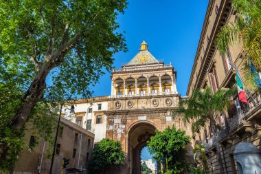 Porto Nuova city gate in Palermo, Italy clipart
