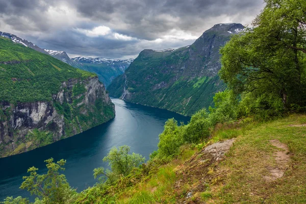 Vista Geirangerfjord Con Montañas Noruega — Foto de Stock