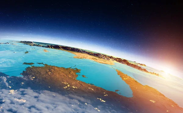 巴布亚新几内亚和北澳大利亚日出 这张图片的元素由美国宇航局提供 — 图库照片