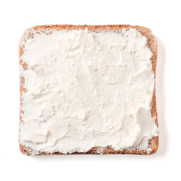 Bread Slice Plaster Soft Curd Cheese Isolated White Clipping Path — Stock Photo, Image