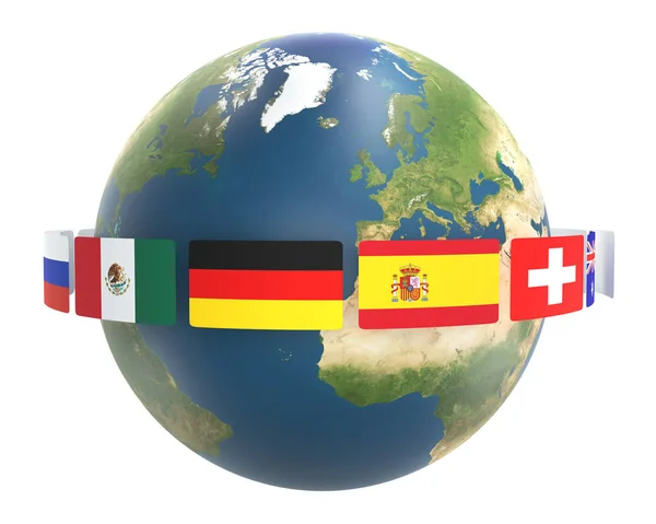 Flags World Planet Earth Globe Illustration Elements Image Furnished Nasa — Stockfoto
