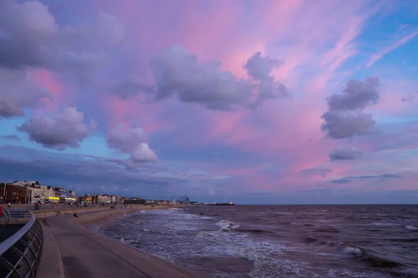 Coastline Blackpool England Purple Sky — Stock Photo, Image