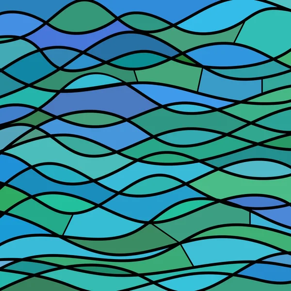Abstrato Fundo Mosaico Vidro Manchado Ondas Verdes Azuis — Fotografia de Stock