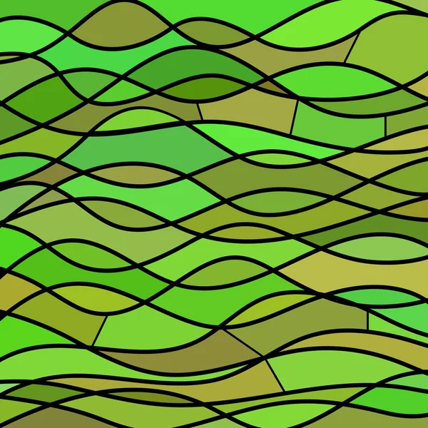 Abstrato Fundo Mosaico Vidro Manchado Ondas Verdes Marrons — Fotografia de Stock