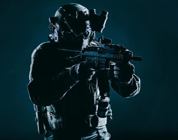Soldado Esquadrão Operações Especiais Exército Membro Equipe Assalto Contra Terrorismo — Fotografia de Stock