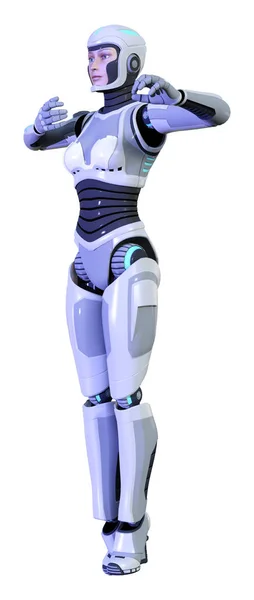 Rendering Female Robot Isolated White Background — Stock Photo, Image