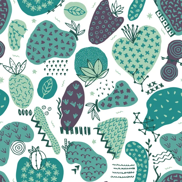 Vector Seamless Pattern Hand Drawn Abstract Shapes Spotted Textured Figures — Stockfoto