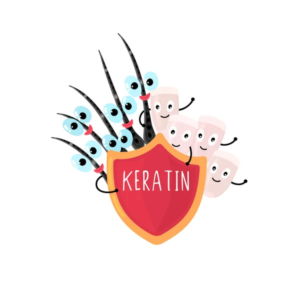 Happy Nails Hair Peeking Out Red Shield Says Keratin Beauty — Stock Photo, Image