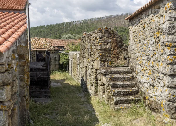 Schody Tradycyjnego Granitowego Domu Wiejskiej Architektury Regionu Beira Alta Portugalii — Zdjęcie stockowe