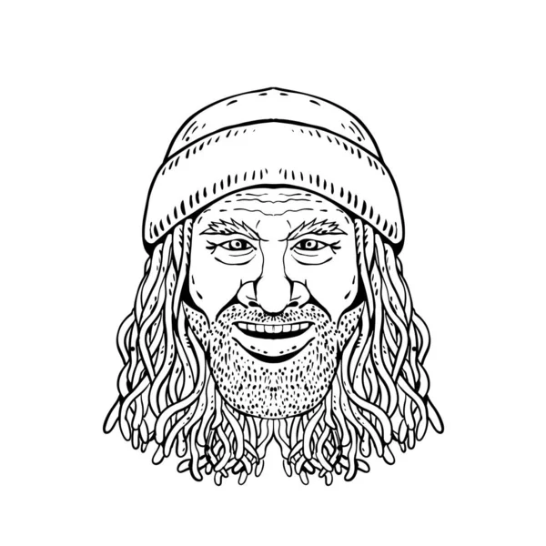 Zeichenstil Illustration Des Kopfes Eines Rastafarischen Typen Rastafari Oder Typen — Stockfoto