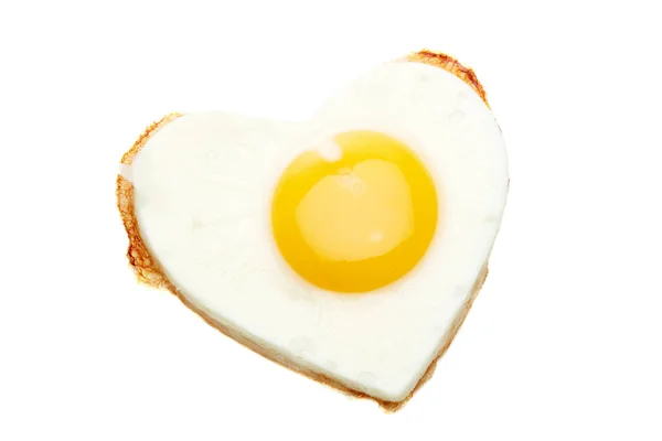 Жареное Яйцо Форме Сердца Изолировано Белом Фоне Вид Сверху — стоковое фото