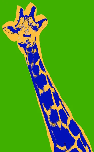 Giraffe picture over green background in pop art style