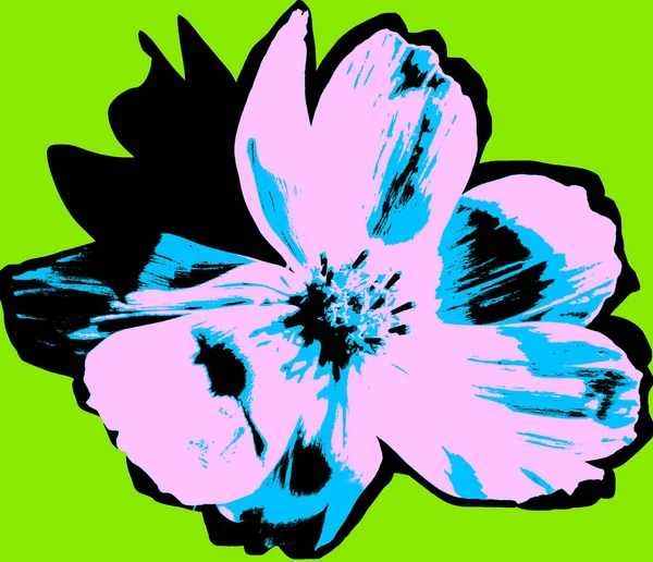 Flower Picture Green Background Pop Art Style — Stock Photo, Image