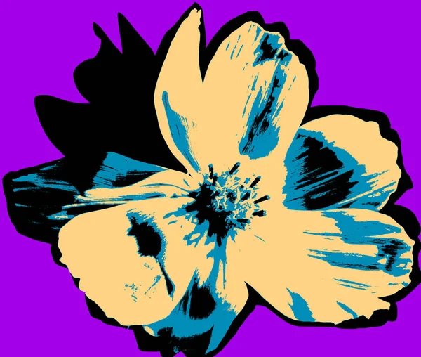 Immagine Fiore Sfondo Viola Stile Pop Art — Foto Stock