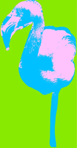 Flamingo Bild Über Neongrünem Hintergrund Pop Art Stil — Stockfoto