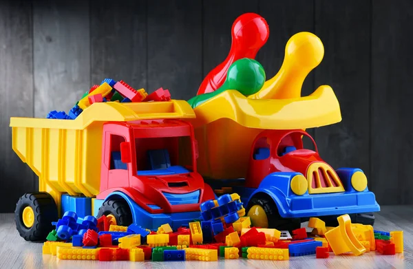 Composition Colorful Plastic Children Toys — Stock Photo, Image