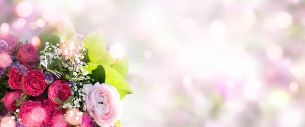 Цветной Весенний Букет Мягком Фоне Ярким Боке День Матери — стоковое фото