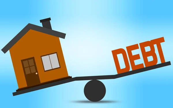 Balance Konzept Von Haus Und Schulden Rendering — Stockfoto
