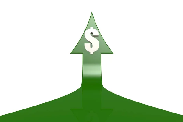 Groene Pijl Met Dollarteken Rendering — Stockfoto