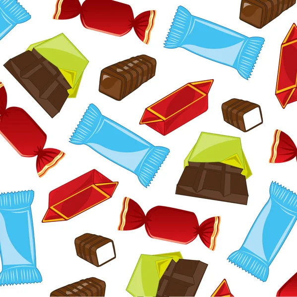 白色背景图案的各种甜食和巧克力的组合 — 图库照片