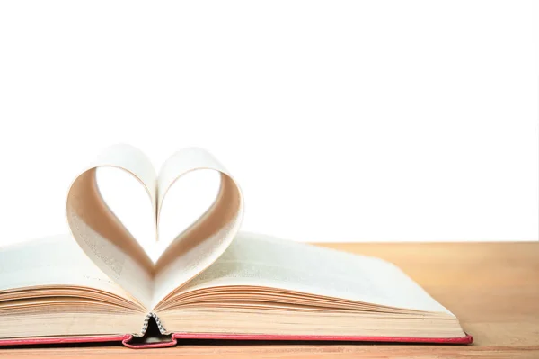 Páginas Libro Curvadas Forma Corazón Concepto Amor Forma Corazón Páginas — Foto de Stock