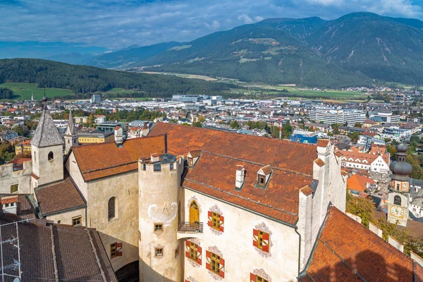 Blick Über Die Burg Auf Die Stadt Bruneck Südtirol — Stockfoto