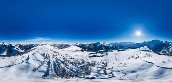 Zauchensee Tauernkar Szczyt Panorama Podczas Pięknego Słonecznego Zimowego Dnia — Zdjęcie stockowe