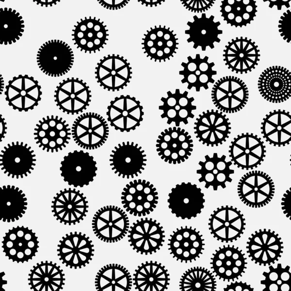 Abstract Black Flat Gears Seamless Pattern — Stock Photo, Image