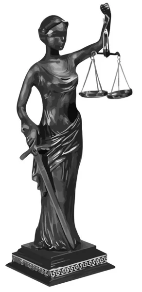 Justiça Estátua Equilíbrio Igualdade Cego Prata Feminino Ilustração — Fotografia de Stock