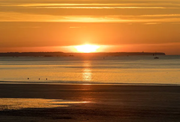 Bellezza Vista Tramonto Dalla Spiaggia Saint Malo Bretagna Francia — Foto Stock