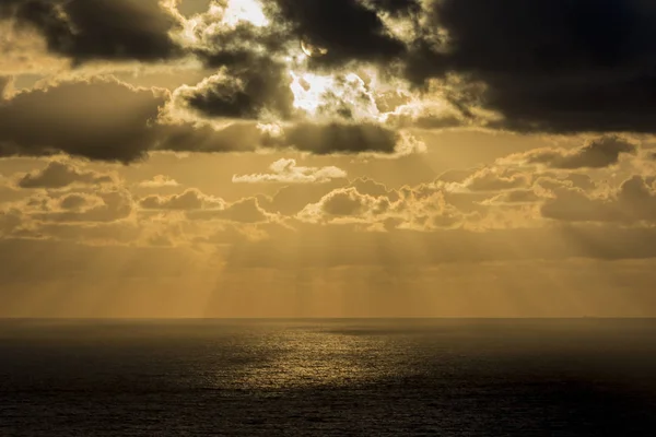 Atardecer Dorado Océano Atlántico Desde Cabo Roca —  Fotos de Stock