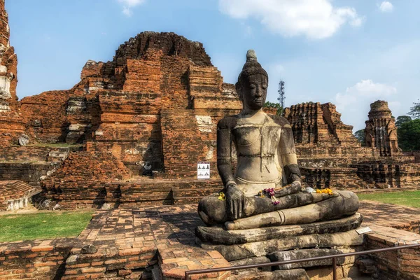 Wat Mahathat Saldırın Harabeleri Sahne Ayutthaya Tayland — Stok fotoğraf