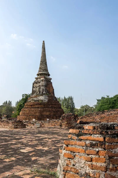Wat Mahathat Prang Chedi Stupas Scenario Ayutthaya Thailandia — Foto Stock